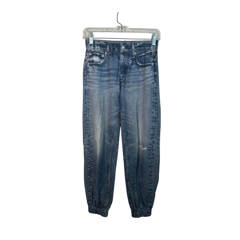 Rag & Bone Miramar Jogger Jeans Women XS Blue Excellent Distressed Faux Denim
